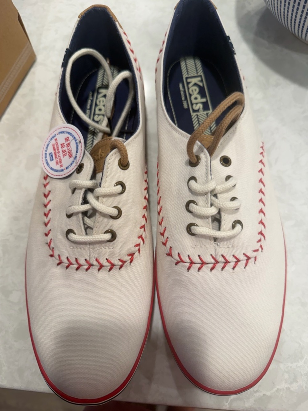 Keds CH Pennant Off White Baseball Stitch Sneakers Women’s 10M NIB